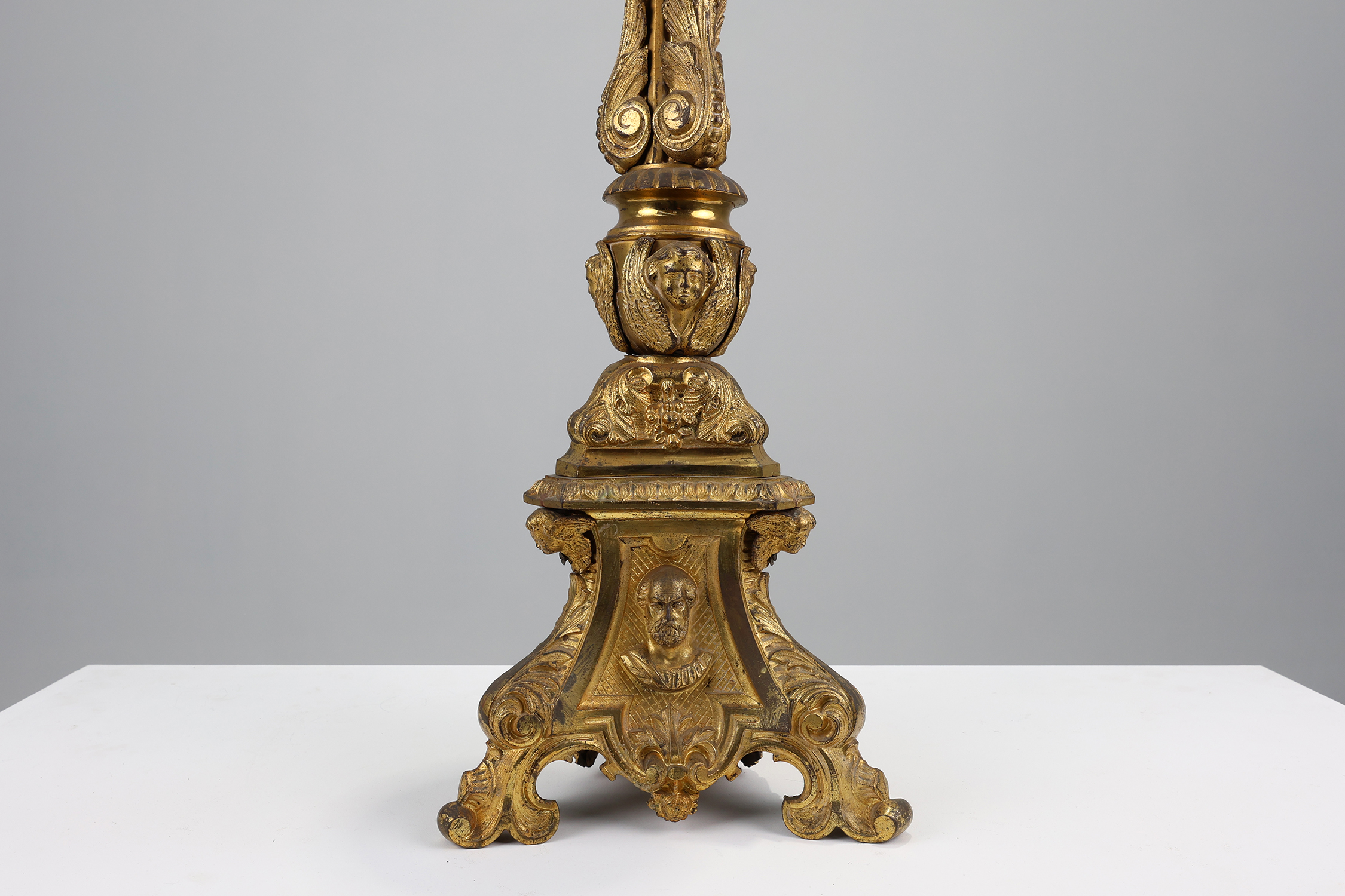 Large 18th century bronze and copper church candle holder, Francethumbnail